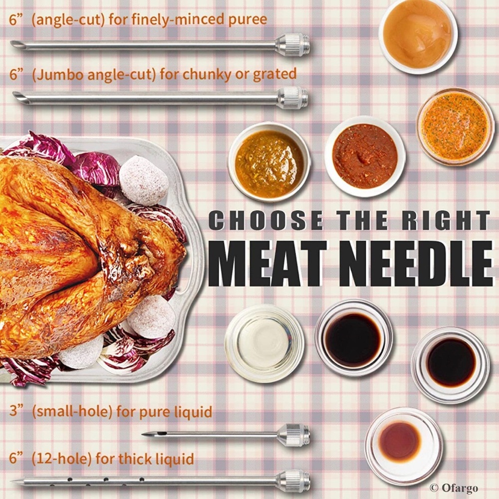 Stainless Steel Meat Injector Kit Turkey Injection Marinade Injection Brand New - Picture 2 of 5